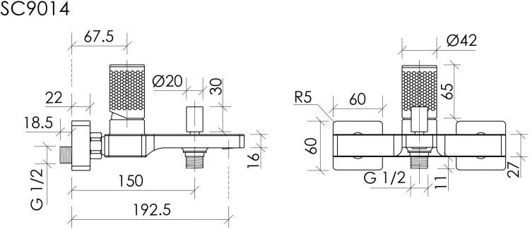 Смеситель для ванны с душем SANCOS Nexus, хром, SC9014CH