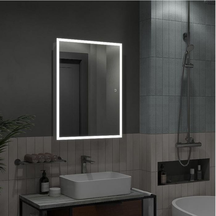 Зеркальный шкаф Reflexion Cube 600х800 RF2211CB с подсветкой Белый матовый