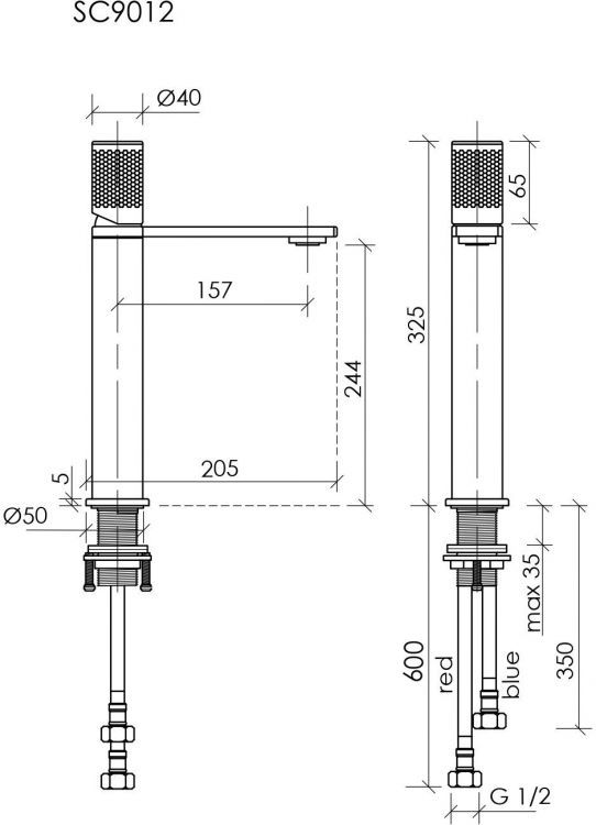 Смеситель для раковины SANCOS высокий Nexus, брашированное золото, PVD покрытие, SC9012BG