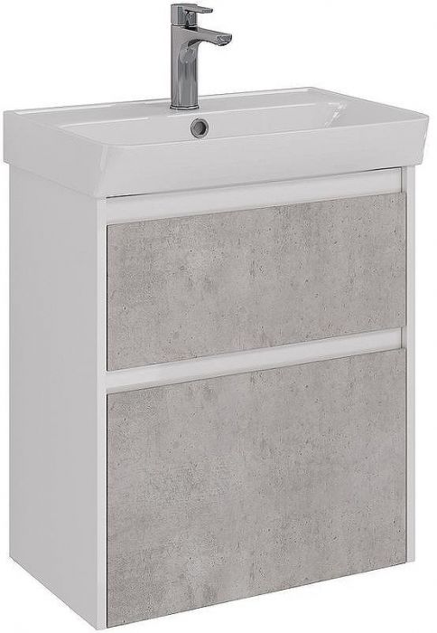 Тумба под раковину Lemark Combi 60 LM03C60T-Beton подвесная Бетон Белый глянец