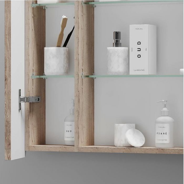 Зеркальный шкаф Sancos Mirror 80 MI80EG с подсветкой Дуб галифакс натуральный