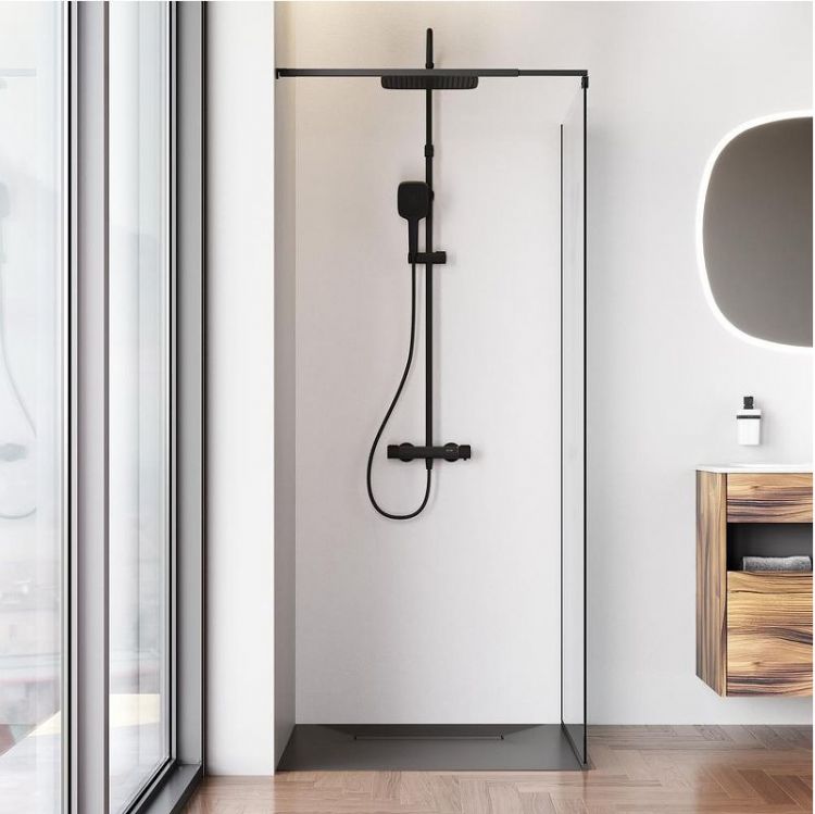 Душевая перегородка AM.PM Func 80 W84WI-80-F1-BTE профиль Черный стекло прозрачное Душевая перегородка AM.PM Func 80 W84WI-80-F1-BTE профиль Черный стекло прозрачное