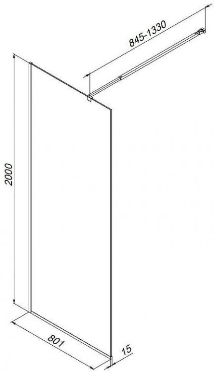 Душевая перегородка AM.PM Func 80 W84WI-80-F1-BTE профиль Черный стекло прозрачное Душевая перегородка AM.PM Func 80 W84WI-80-F1-BTE профиль Черный стекло прозрачное
