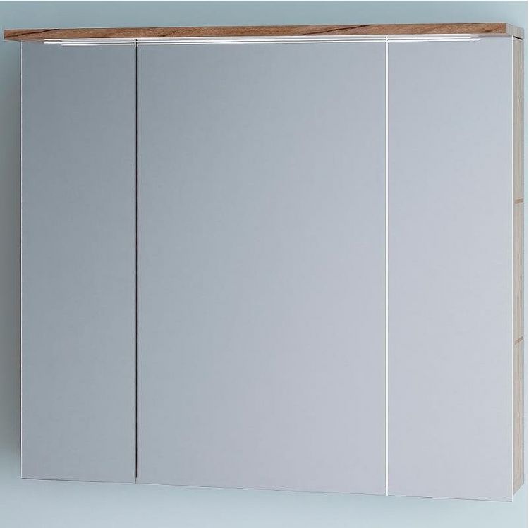 Зеркальный шкаф Бриклаер Кристалл 75 4627125417207 с подсветкой Дуб крафт табачный