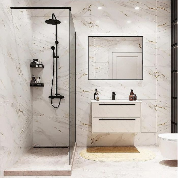 Душевая перегородка Reflexion Walk in 90 RX20090TBL-16 профиль Черный матовый стекло тонированное