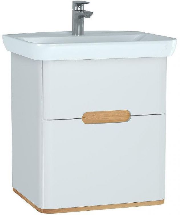 Тумба с раковиной Vitra Sento 65 60822 подвесная Белая матовая Тумба с раковиной Vitra Sento 65 60822 подвесная Белая матовая