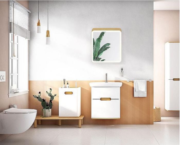 Тумба с раковиной Vitra Sento 65 60822 подвесная Белая матовая