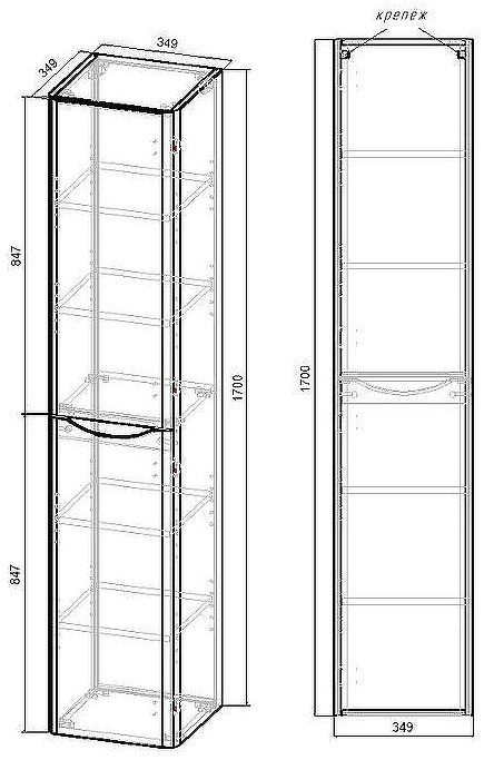 Шкаф пенал Vincea Paola 35 VSC-2P170VO-R подвесной V.Oak