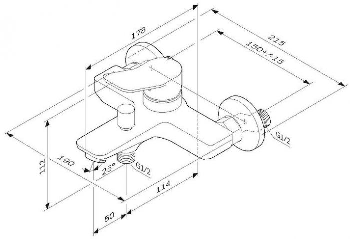 Смеситель для ванны AM.PM X-Joy F85A10033 Белый