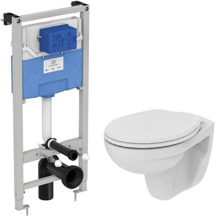 Комплект унитаза с инсталляцией Ideal Standard Eurovit Prosys K881201PT15 с сиденьем Микролифт без клавиши смыва