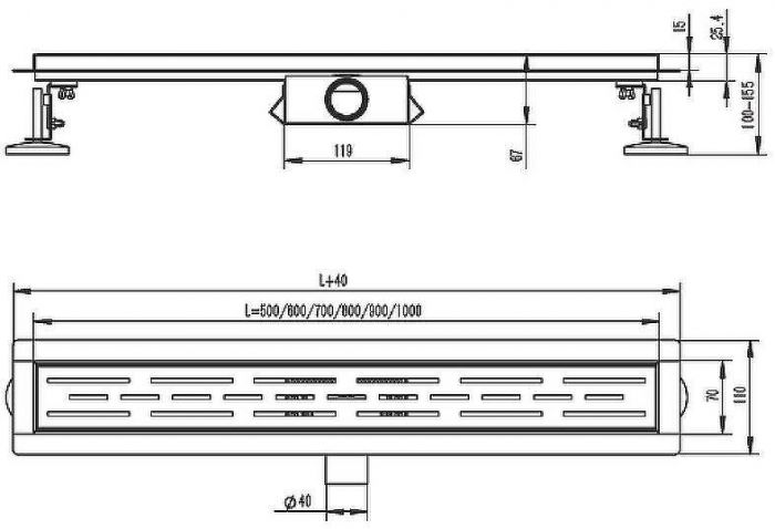 Душевой лоток Raglo 50 R650.50.05 с решеткой Сатин