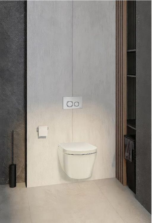 Комплект унитаза биде Tece Spring S 955799 с инсталляцией с сиденьем Микролифт и клавишей смыва Хром глянцевый