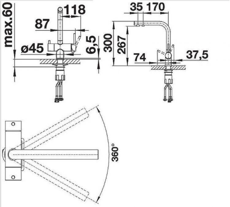Смеситель для кухни Blanco Fontas II 525146 Темная скала