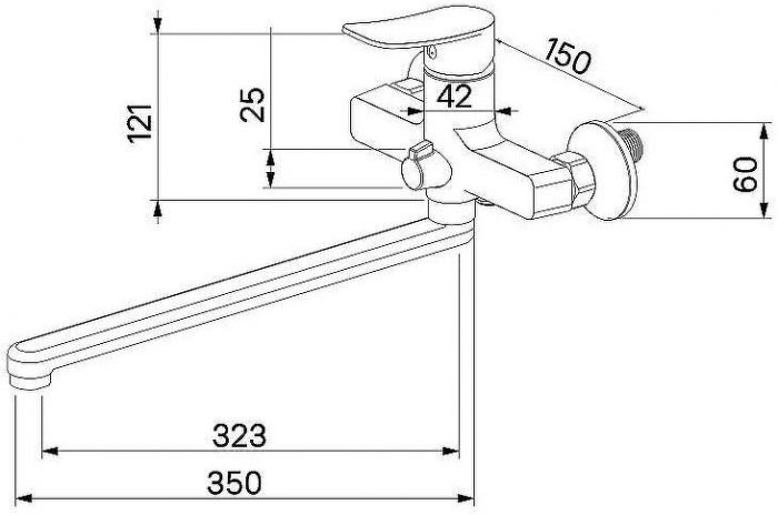 Смеситель для ванны Milardo Demi DEMSB00M10 универсальный Хром
