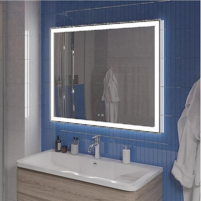 Зеркало BelBagno 100 SPC-GRT-1000-800-LED-TCH-SND с подсветкой с голосовым управлением и подогревом