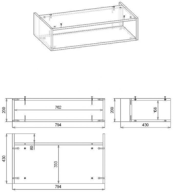 Ниша для тумбы Бриклаер Кристалл 80 4627125417092 Дуб гранж песочный