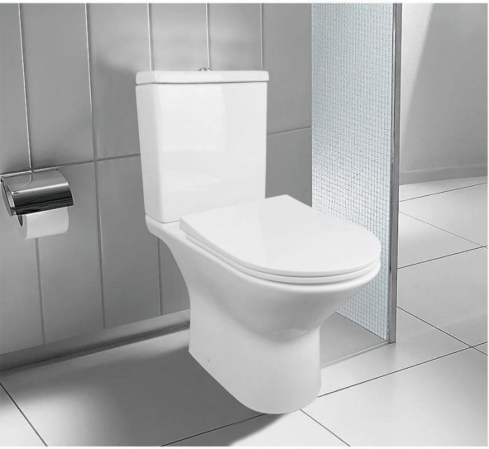 Унитаз компакт Azario Fretta AZ-1223 цвет Белый с бачком и сиденьем Микролифт