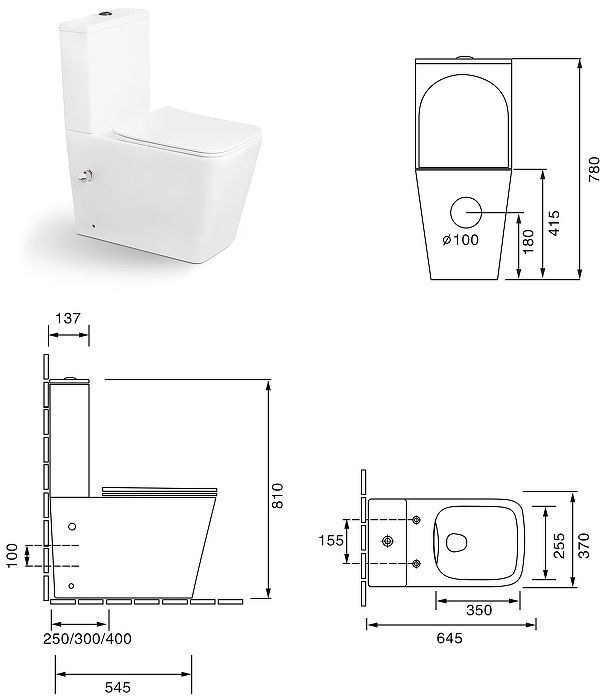 Унитаз биде SantiLine SL-5017SM-BD цвет Белый с бачком и сиденьем Микролифт