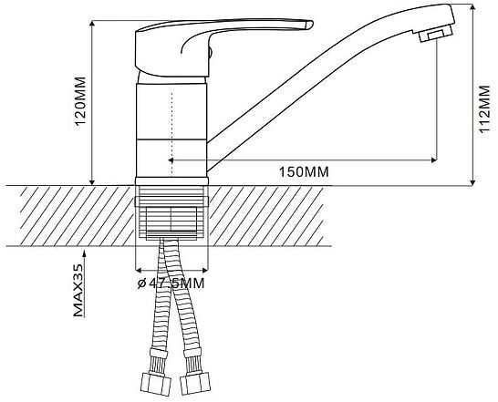 Смеситель для кухни Ekko E45701 цвет Хром