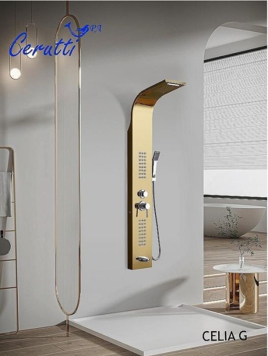 Душевая панель Ceruttispa Celia G CT10404 с гидромассажем Золото