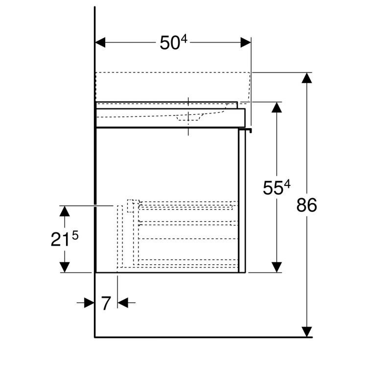 Тумба под раковину Geberit Citterio 133.4х55.4х50.4, правая, темный дуб, черное стекло [500.567.JJ.1]