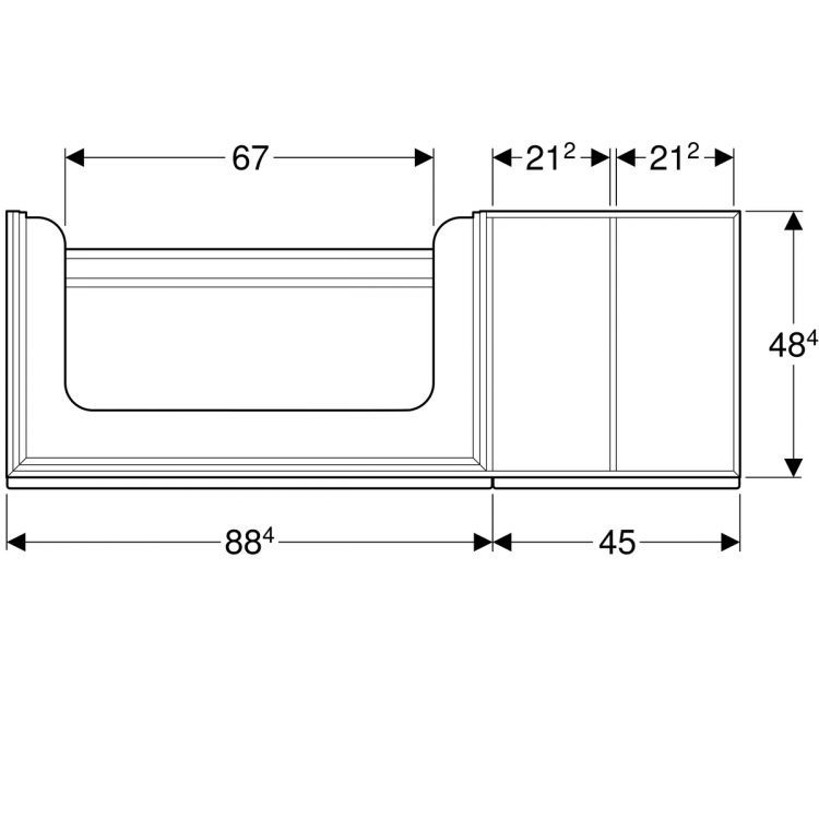 Тумба под раковину Geberit Citterio 133.4х55.4х50.4, правая, темный дуб, черное стекло [500.567.JJ.1]