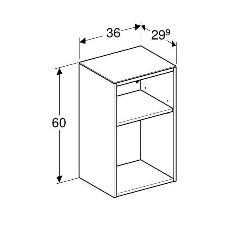 Боковой шкафчик Geberit Smyle Square низкий без дверцы с открытыми полочками, цвет пекан [500.358.JR.1]
