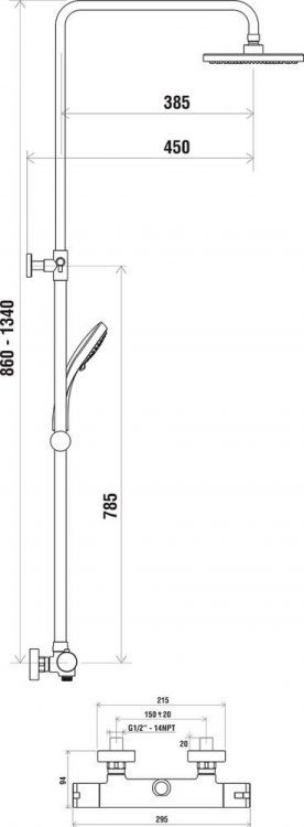 Душевая система Ravak TE 091.00/150 X070058 Душевая система Ravak TE 091.00/150 X070058