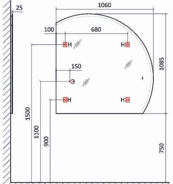 Зеркало Jorno Solis New 106 SolN.02.106/W/JR с подсветкой с бесконтактным выключателем