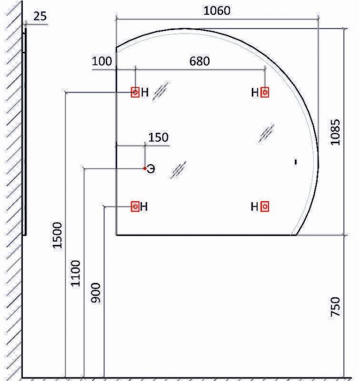 Зеркало Jorno Solis New 106 SolN.02.106/W/JR с подсветкой с бесконтактным выключателем