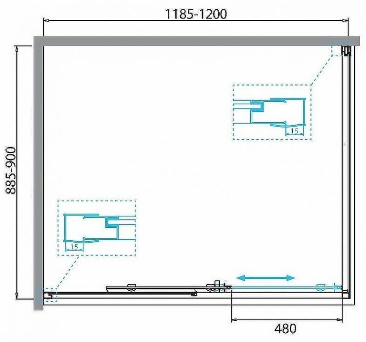 Душевой уголок BelBagno Due 120x90 DUE-AH-1-120/90-C-CR профиль Хром стекло прозрачное