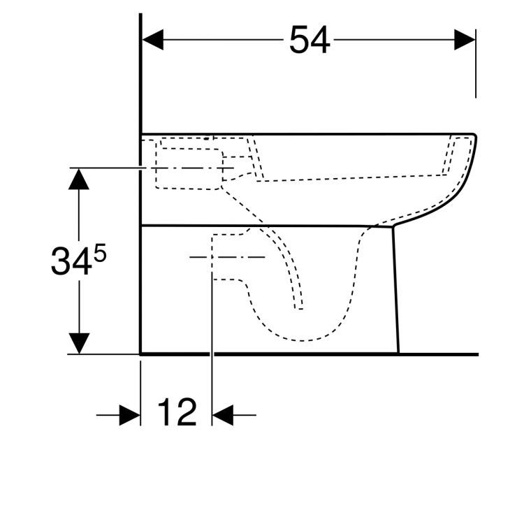 Чаша унитаза напольного Geberit Smyle для смывного бачка наружного монтажа, глубина 54 см [500.213.01.1]