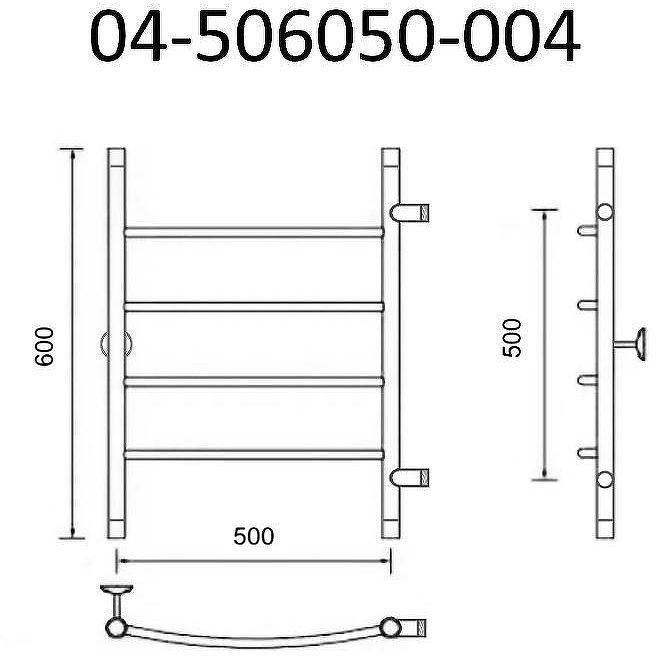 Водяной полотенцесушитель Маргроид Вид 4 600x500 04-506050-004 Хром