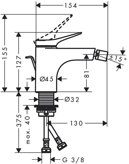 Hansgrohe Vivenis Смеситель для биде, на 1 отв., с донным клапаном, цвет: хром