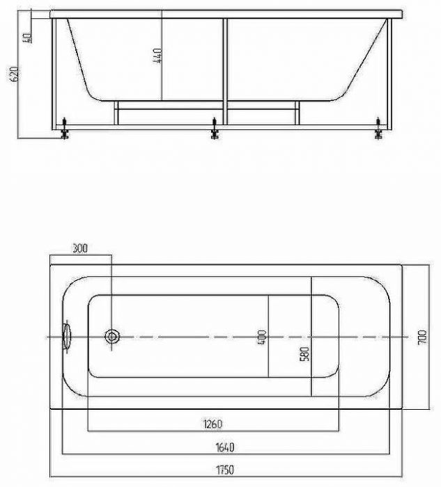 Акриловая ванна Aquatek Eco-friendly Мия 175x70 MIY175-0000001 без панелей, каркаса и слив-перелива