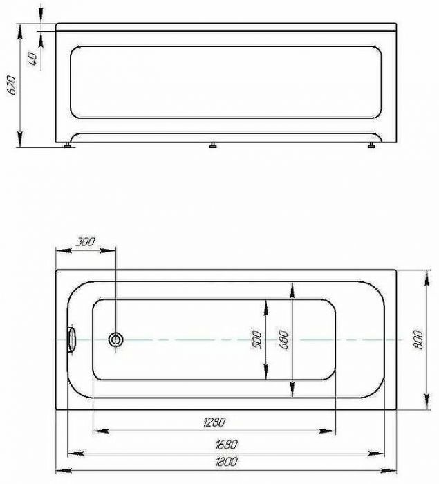 Акриловая ванна Aquatek Eco-friendly Мия 180x80 MIY180-0000001 без панелей, каркаса и слив-перелива