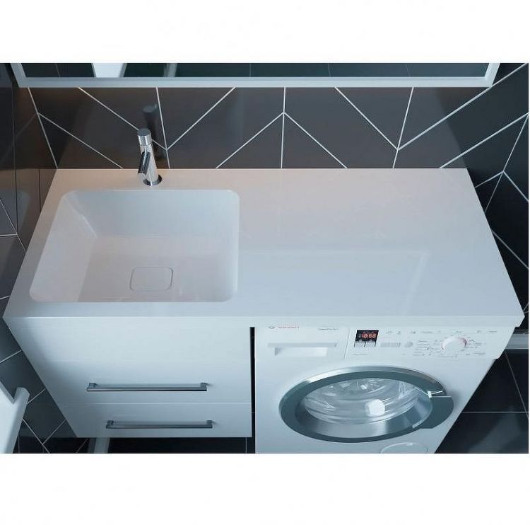 Раковина Madera Kamilla 110 L 4627173210041 с местом под стиральную машину Белая Раковина Madera Kamilla 110 L 4627173210041 с местом под стиральную машину Белая