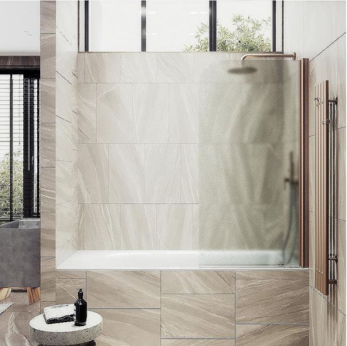 Шторка на ванну Maybah Glass MGV-610-2 500x1400 поворотная на монопетле Бронза стекло сатиновое