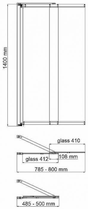 Шторка на ванну WasserKRAFT Dill 80 61S02-80 Fixed профиль Черный стекло прозрачное