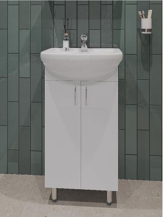 Тумба с раковиной Orange Лайт 45 LA-45TUW+RA Белый глянец