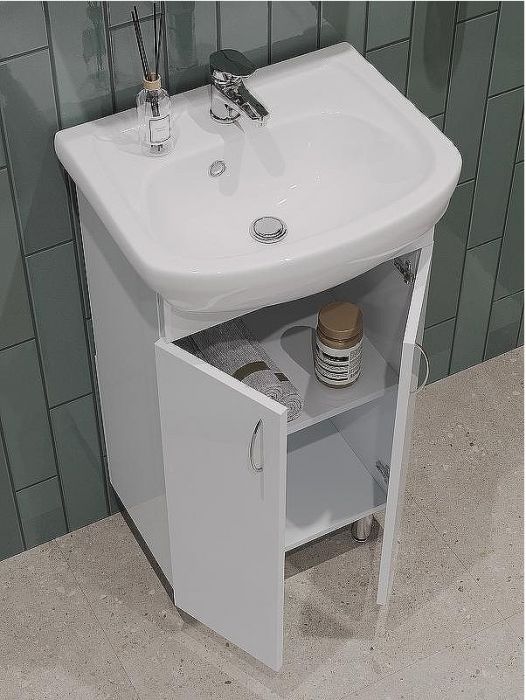 Тумба с раковиной Orange Лайт 45 LA-45TUW+RA Белый глянец