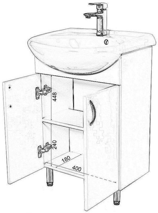 Тумба с раковиной Orange Лайт 45 LA-45TUW+RA Белый глянец