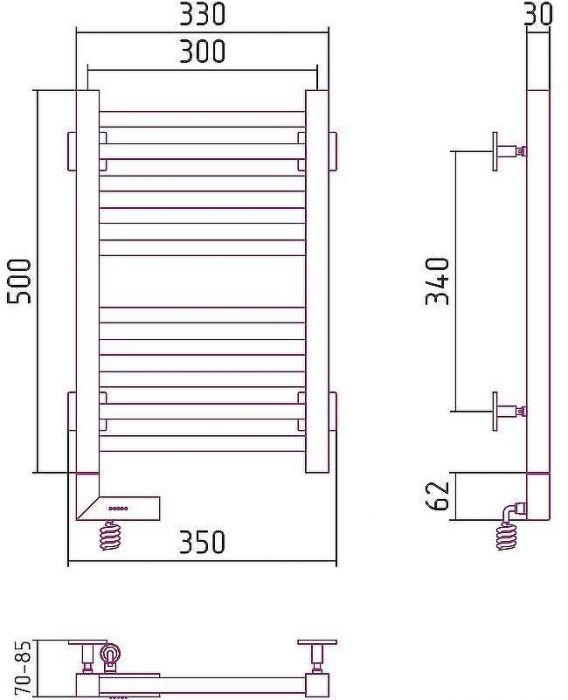 Электрический полотенцесушитель Сунержа Модус 2.0 500x300 L 00-5600-5030 Хром