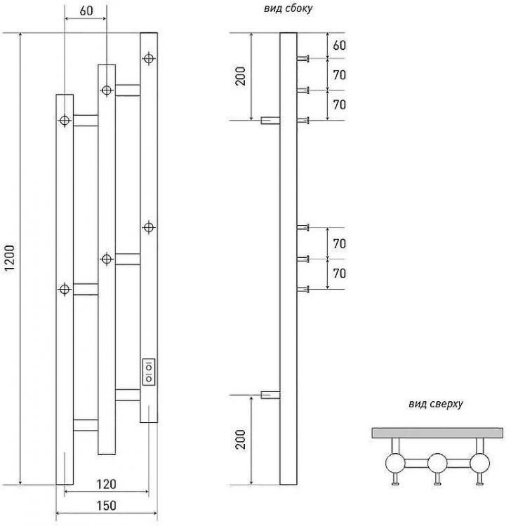Электрический полотенцесушитель Melodia della vita Blues Cascade Electro 120х15 П3 MTRBCF12015gt Графит
