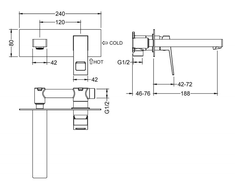 Смеситель для раковины встроенный Timo Briana 7171/03SM черный