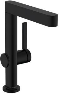 Hansgrohe Finoris Смеситель для раковины, на 1 отв., с поворотным изливом, с донным клапаном, цвет: черный матовый