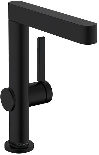 Hansgrohe Finoris Смеситель для раковины, на 1 отв., с поворотным изливом, с донным клапаном, цвет: черный матовый