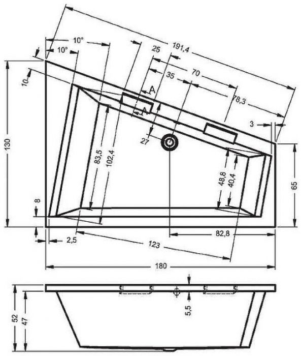 Акриловая ванна Riho Doppio 180x130 B034001005 (BA9100500000000) L без гидромассажа