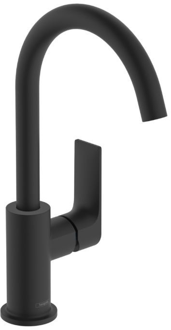 Hansgrohe Rebris E Смеситель для раковины, 1 отв., с поворотным изливом, с донным клапаном, цвет: черный матовый