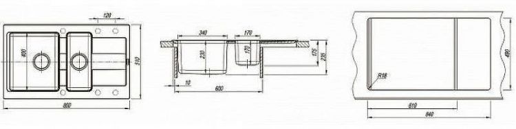 Кухонная мойка Florentina Комби-860К 21.410.D0860.202 Шампань